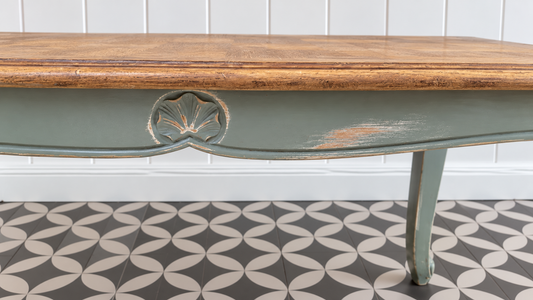 Vintage salontafel Distressed Green – Dambordblad | CAS 028