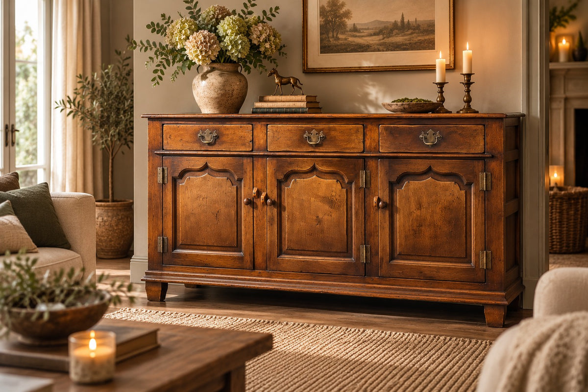 Vintage eiken dressoir – 3 deuren en 3 laden | CAS 020