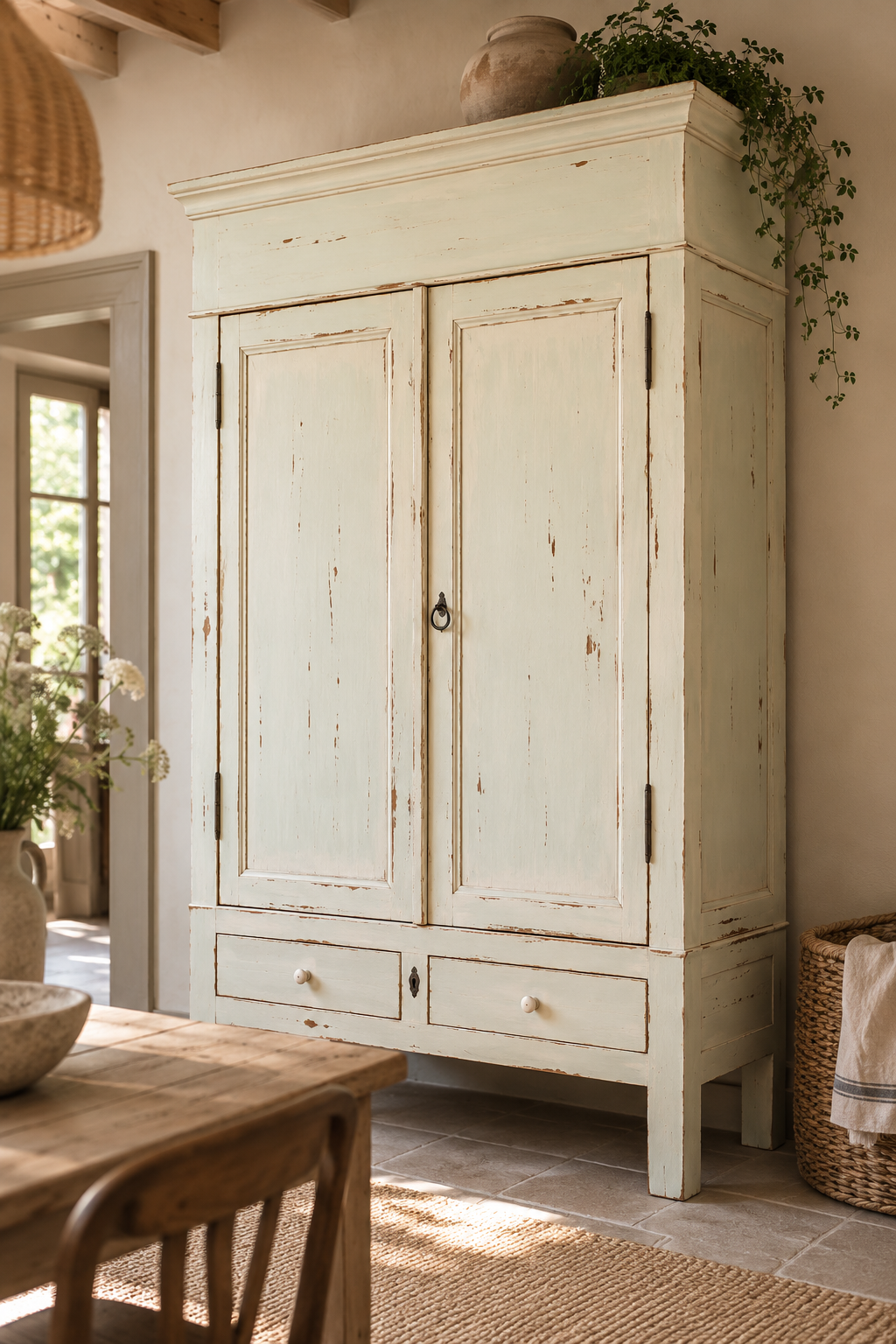 Antiker Leinenschrank / Vorratsschrank – Distressed | CAS 029
