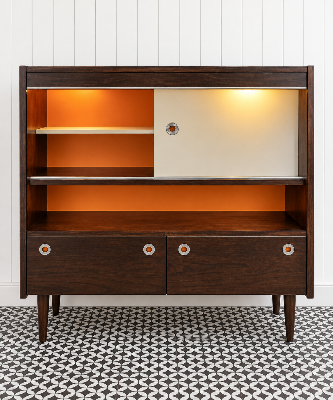 Vintage zilverkast 600-610 – Wengé Wit | CAS 018