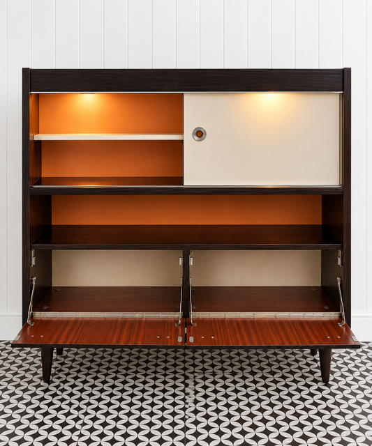 Vintage zilverkast 600-610 – Wengé Wit | CAS 018